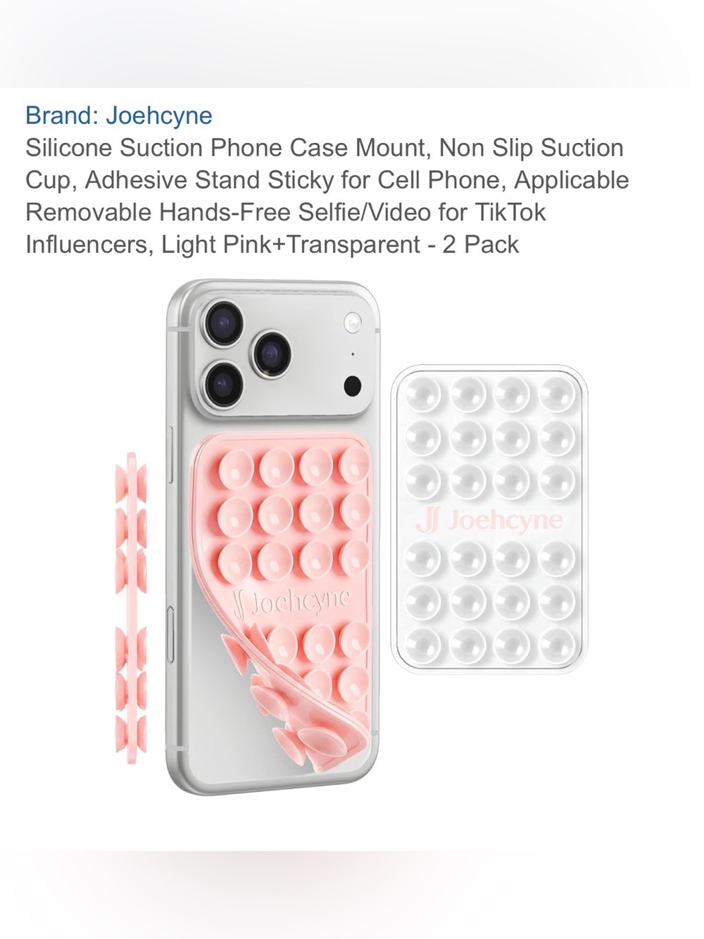 Pink & Clear Double-Sided Silicone Suction grip for phone case mount